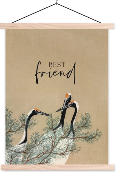 Posterhanger incl. Poster 87x120 cm - Schoolplaat - Best friends - Vriendschap - Quotes - Spreuken - Best friend - Textielposter - Blanke latten