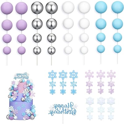 Inovra - 68 stuks taartdecoraties voor verjaardag, taartdecoratie, sneeuwvlok, perfect voor verjaardagsfeesten voor meisjes, wintersneeuwvlokken themafeesten