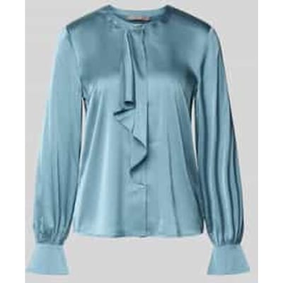 Regular fit satijnen blouse met volant