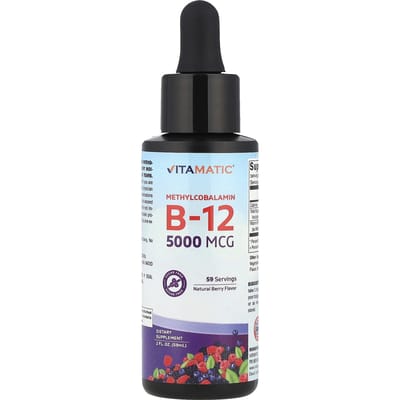 Vitamatic, Methylcobalamine B12, Natuurlijke Bes, 5.000 mcg, 2 fl oz (59 ml)