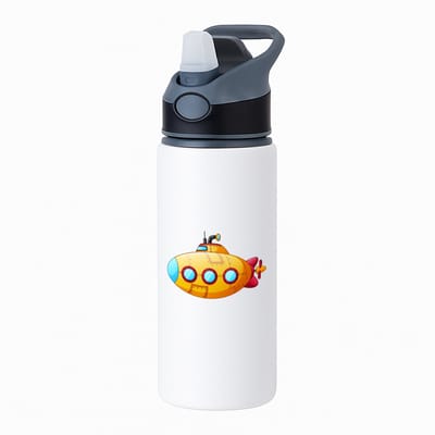 Hacebo® - Onderzeeër waterfles met rietje zwart - Boten - schippers - Boot - varen - diepzeeboot - water fles - 650ML