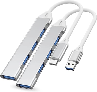 Daity 4-in-1 USB Hub Pack – 2 mini-hubs met USB-A en USB-C – adapter met meerdere poorten voor pc – laptop – MacBook – Windows, – iPhones 16/15/15 Pro – Galaxy – Redmi – Poco – Realme – Black Shark – snelle gegevens en opladen