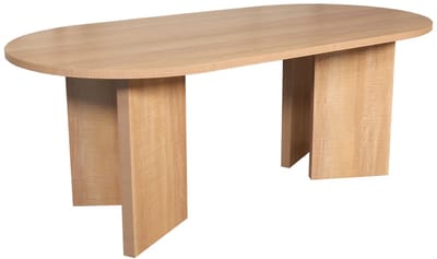Salontafel Japandi ovaal lichtbruin melamine 120cm Hano japanse bijzettafel