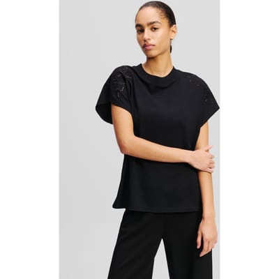Karl Lagerfeld Orchid Embroidery T-shirt Black Taglia: XS | Maglie Sportivi Outlet | Donna | Nero