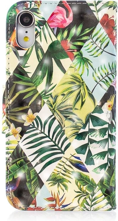 Peachy Cover Booklet case hoesje jungle bladeren design geschikt voor iPhone XR - Bladeren