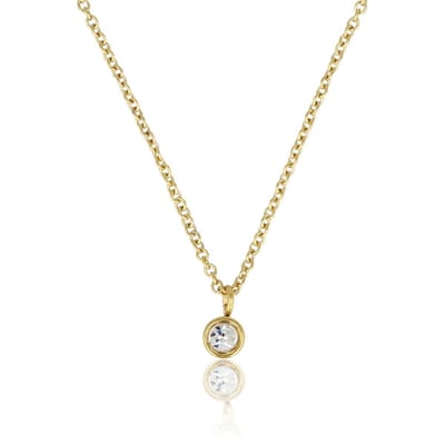 My Bendel - Goudkleurige Ketting met Kristal Zirkonia Steen - Goudkleurige Ketting met Zirkonia Kristal - Verkleurt Niet - met Luxe Cadeauverpakking | Sieraden Voor Dames