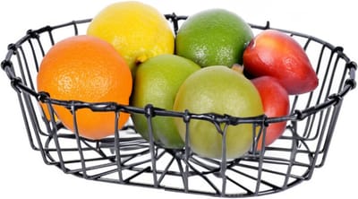 Cosy & Trendy Fruitschaal - stevig metaal - zwart - ovaal - L23xB16xH6 cm - fruitmand