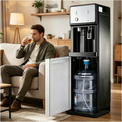 Waterkoeler Dispenser - Fles Dispenser - Direct Warm Water - Onderlading Fles - 3 Temperatuur - Zwart