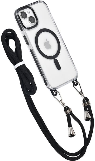 TUNIQ telefoonhoesje voor Apple iPhone 14 - MagSafe backcover met koord - Zwart