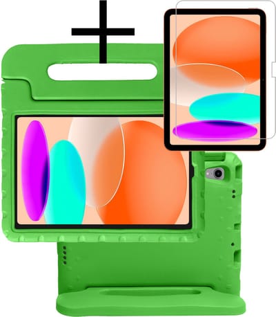 Hoes - Geschikt voor Apple iPad A16/A18 (2022/2025/2026) - 10.9 & 11 inch (10e, 11e & 12e generatie) - Met Screenprotector - Kinderhoes Shockproof Bumper - Kidsproof Case - Tablet Hoesje - Kinder Cover - Groen
