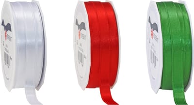 Glorex hobby - Satijn cadeau inpak deco sierlint - rood/wit/groen - 25 meter x 1 cm - Vlag Italie