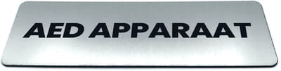 Deurbordje met tekst AED Apparaat - Formaat 150 x 50 mm x 1,6 mm - Incl. plakstrip | Geborstelde RVS-look toplaag | Gratis Verzending | Decoporta