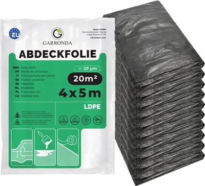 Garronda Afdekfolie 4x5 m 10 Stuks – Schilderfolie LDPE 20µ Grijs – Beschermfolie voor Meubels & Vloer – Scheurvast – Zonder Tape – GD-0222