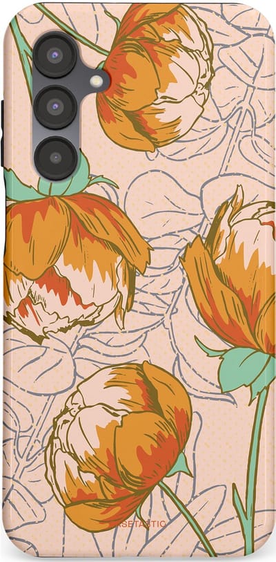 Casetastic hoesje geschikt voor Samsung Galaxy A16 - Dubbellaagse bescherming - Lente pioenroos - Fashion Case - Zand Zilver Okergeel Terracotta