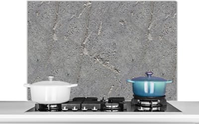 Spatscherm keuken 100x65 cm - Kookplaat achterwand Beton - Patronen - Steen - Muurbeschermer - Spatwand fornuis - Hoogwaardig aluminium