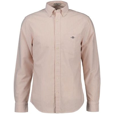Gant Overhemd Oxford Banker Stripe Button Down Orange Bronze / male