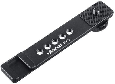 Ulanzi PT-7 cold shoe extension plate - Montagebeugel voor Microfoon en LED Licht - Universeel met 1/4 inch schroefaansluiting - Aluminium - Zwart