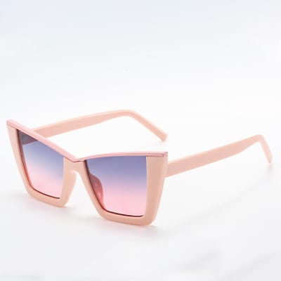 Vintage Grote Maat Cat Eye Vorm Stijlvolle Zonnebril Voor Vrouwen Vierkante Glazen Brillen Nieuwe Dubbele Brug Kleurverloop UV400 Zon