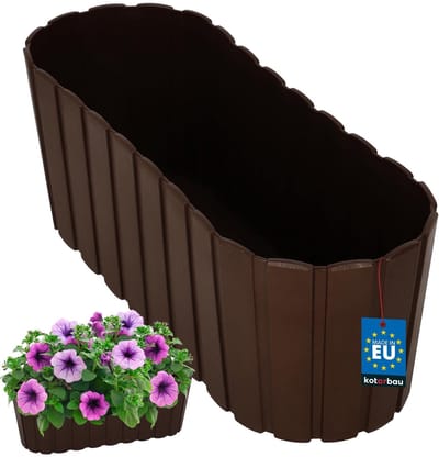 KOTARBAU® Balkonbak, Bloembak voor Balkon, Kunststof, 40 x 13 x 13 cm, Bruin, Plantenbak Balkon, Groot, Rustiek, Weerbestendig Plantenbak, voor Binnen en Buiten