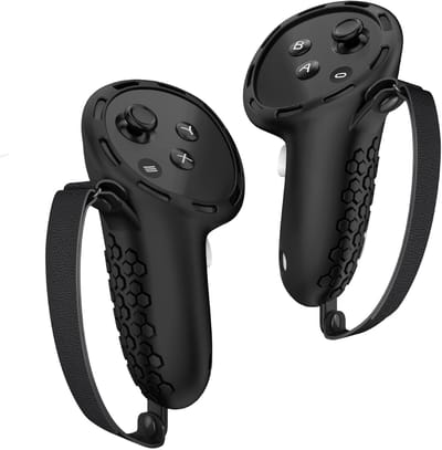 Zwart Siliconen controllerhoes Geschikt voor Meta Quest 3 / Quest 3S - stevige controllerbeschermer, praktisch accessoire voor VR-apparatuur