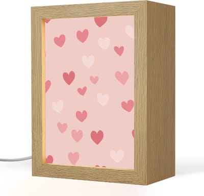 Nachtlampje 15x20 cm - Kinder lampje - Hartjes - Patroon - Roze - Tafellamp kinderkamer - Slaapkamer lamp - Bedlamp kinderen - Kinderlampje stopcontact - Wandlamp babykamer - Nachtlampjes