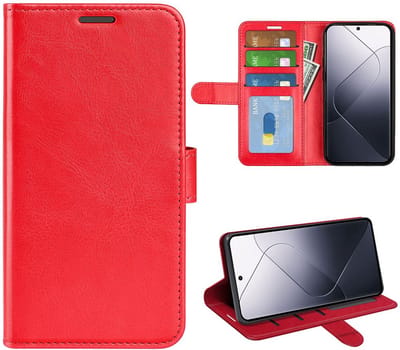 MobyDefend Hoesje - Geschikt voor Xiaomi 14 - Wallet Book Case (Sluiting Achterkant) - Rood
