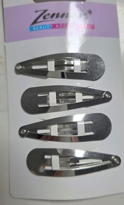 Zenner - 4 click clack haarspeldjes - clic clacs - 5cm - zilver nikkel glad