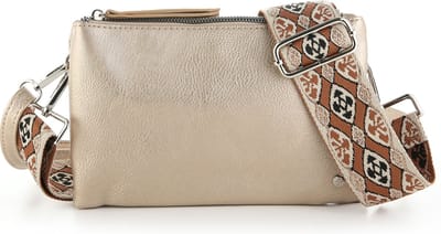 Crossbody Schoudertas Clutch - Imitatie Leer - met Luxe Geweven Schouderband - Champagne
