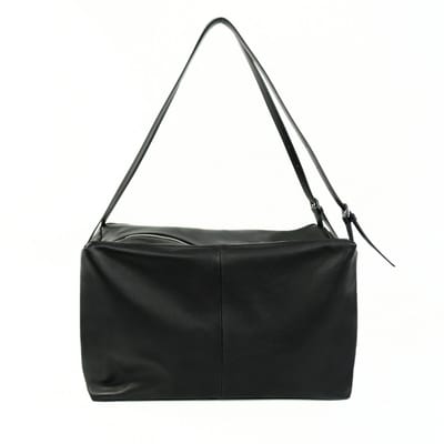 Solier FL36 Oriana - Dames schoudertas baguette - Glad leer - Geschikt voor A4 en handbagage - Lange schouderbanden - Zwart