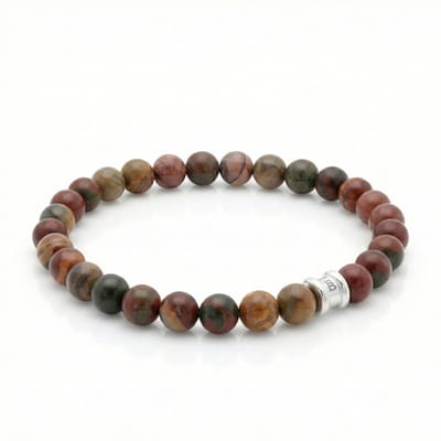 STEEL & BARNETT - Kralenarmband Heren - Essential - Cherry Creek Jaspis - Maat M