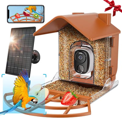 HOB AI Vogelhuisje met camera - Voederhuisje voor vogels - AI Voederhuisje - Voederplek Vogels - Solar - HD Camera - incl. App - 1080P HD – AI Vogelherkenning – WiFi