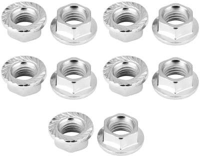 Set van 10 Stuks Hexagonale Moeren M10 x 1.25 met Flens en Afsluitring voor Bevestiging en Montage