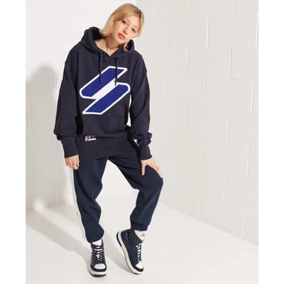 Superdry Code Logo Che Os Capuchon Blauw XS-S Vrouw
