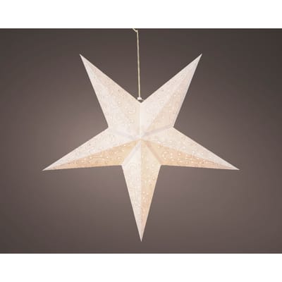 Decoris Kerstster - met LED verlichting - wit - 60 cm - papier - op batterijen