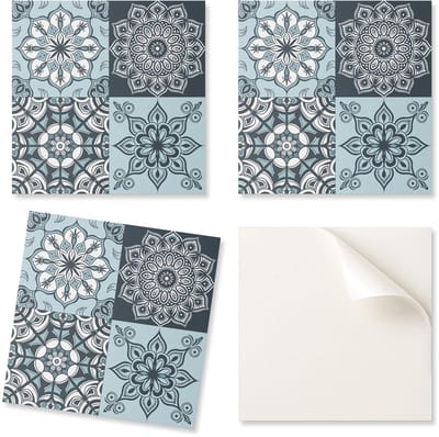 Set zelfklevende PVC-tegels met mandala-patronen in een raster van 20x20x20 cm