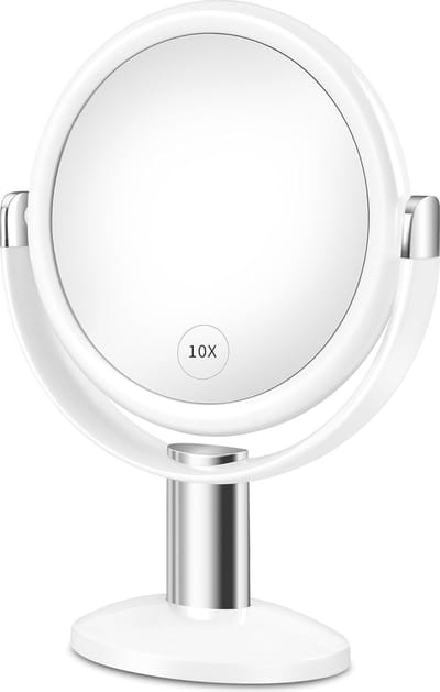 Dubbelzijdige Make-upspiegel 1x/10x Vergroting - 360° Draaibaar Rond 17,8 cm voor Slaapkamer en Badkamer