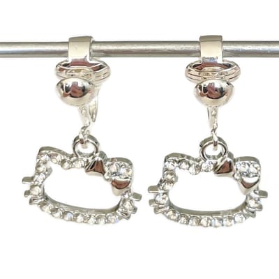Clip Oorbellen Kinderen - Oorclips - Kitty - Poesje - Glitters - Zilver - Hangoorbellen - MNQ bijoux
