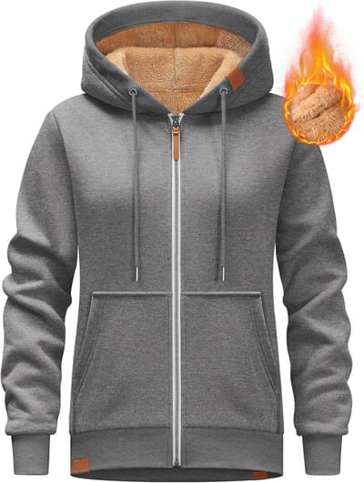Warme fleece hoodie voor dames - lange mouwen, casual met zakken