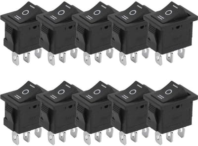 Allecto - Toggle Switch - ON-OFF - 3 Positie - Hittebestendig - Corrosiebestendig - Huishoudelijke apparaten - Zwart - KCD1 - Vierkant