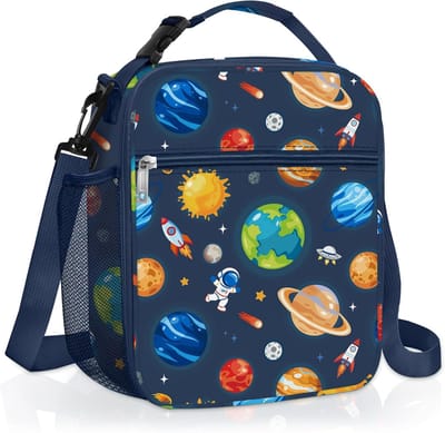 Thijox - Geïsoleerde Lunchtas Met Sterrenmotief - Grote Thermische Koeltas Voor Kinderen - Blauwe Planeet - Ideaal Voor Picknick, School, Camping - Ru