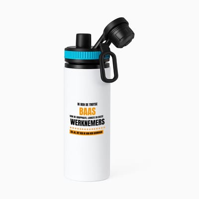Hacebo® - Trotse baas waterfles met draaidop blauw - Baas - een baas - werk - afscheidscadeau - verjaardagscadeau - kado - gift - water fles - 850ML