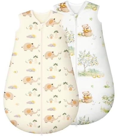 Slaapzakset voor baby's - 2 stuks - Mouwloze babyslaapzak 1,5 TOG van 100% katoen voor 12-18 maanden - Perfect voor lente, herfst en winter
