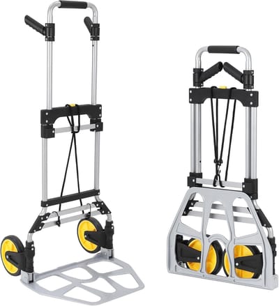 Opklapbare steekwagen - Trolley - 2 Wielen - Aluminium - 150 kg Draagvermogen - Inklapbare Bagagekar met Verstelbaar Handvat
