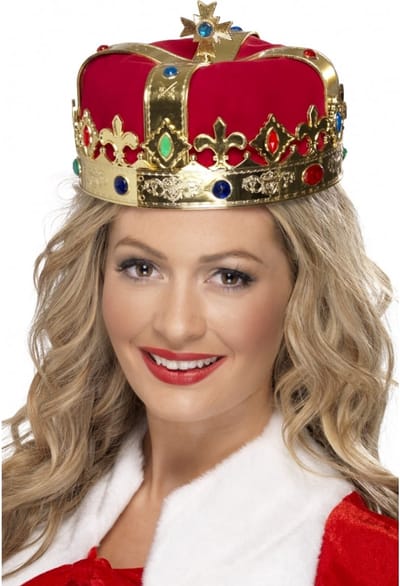 Smiffys Koning / koningin verkleed kroon - goud - D20 cm - volwassenen - koningskroon - Carnaval