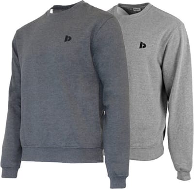 2-Pack Donnay - Fleece sweater ronde hals (Dean) - Sporttrui - Heren - Charcoal-marl/Silver-marl (260) - maat S