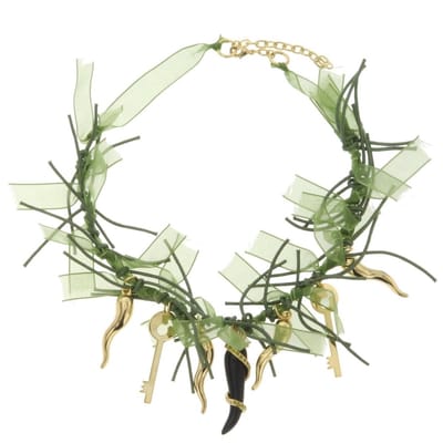 Behave - Groene Ketting met Hangers en Steentjes - 42 cm