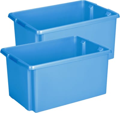 Sunware opslagbox Nesta - 2x - kunststof - 51 liter - blauw - 59 x 39 x 29 cm - stapelbaar