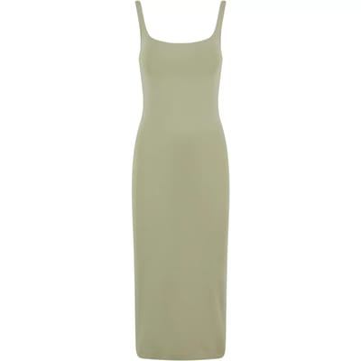 Urban Classics Basic jurk van katoen jersey Medium-lengte jurk groen XS