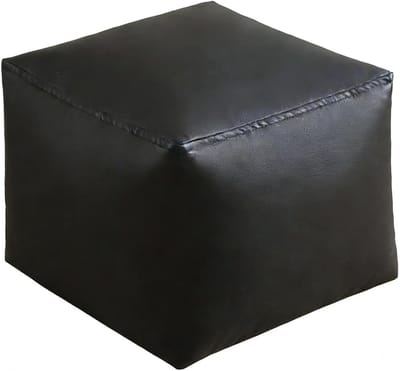 Voetenbank Kubus - Poef Ottomaan - Ontspannen Zitten - Microvezel Leer - 40x40x35 cm - Zwart