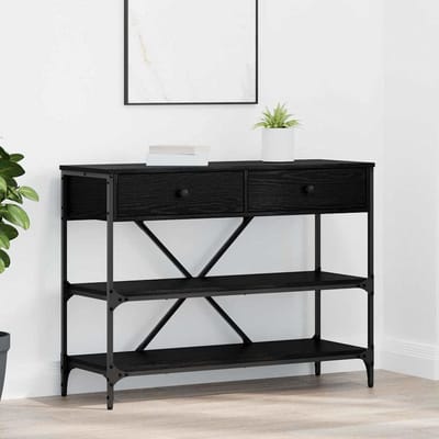 vidaXL - Wandtafel - met - lade - Zwart - Eiken - 100 - x - 34,5 - x - 75 - cm - Hout